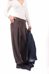 Pantaloni Balloon Marroni con Pinces donna Miss love - 4
