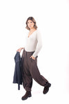 Pantaloni Balloon Marroni con Pinces donna Miss love - 2