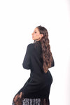 Abito Lungo in Maglia a Coste Nera con Pizzo donna Miss love - 4