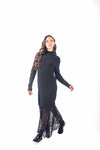 Abito Lungo in Maglia a Coste Nera con Pizzo donna Miss love - 6