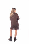 Abito in Maglia a Coste Marrone con Collo Alto donna Miss love - 2