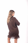Abito in Maglia a Coste Marrone con Collo Alto donna Miss love - 6