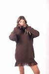 Abito in Maglia a Coste Marrone con Collo Alto donna Miss love - 4