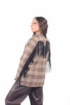 Blazer Sartoriale a Quadri con Frange Panna donna Miss love - 4