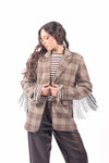 Blazer Sartoriale a Quadri con Frange Panna donna Miss love - 1