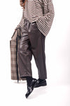 Pantaloni Jogger Wide Leg in Ecopelle Marrone donna Miss love - 3