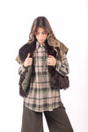 Gilet Ibrido Verde Militare con Ecopelliccia donna Miss love - 4