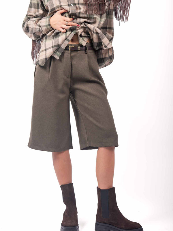 Bermuda Sartoriali Verde Militare con Cintura da donna Miss love