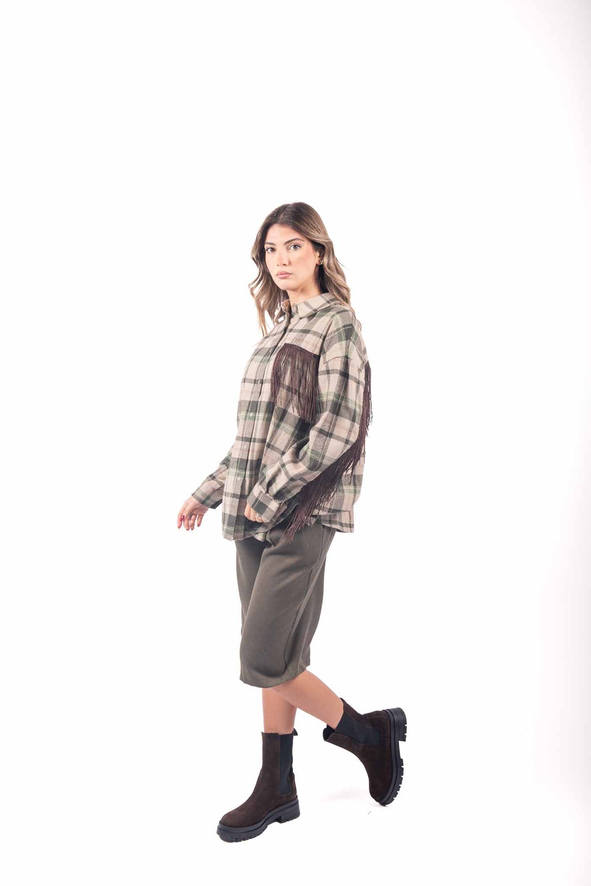Bermuda Sartoriali Verde Militare con Cintura donna Miss love - 5