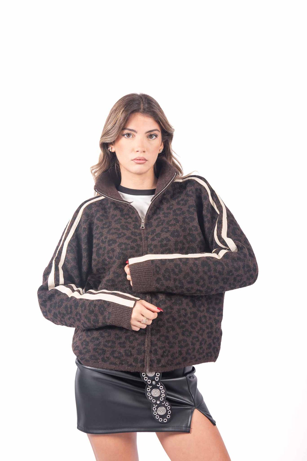 Maglia Pullover Maculata con Zip donna Miss love - 4