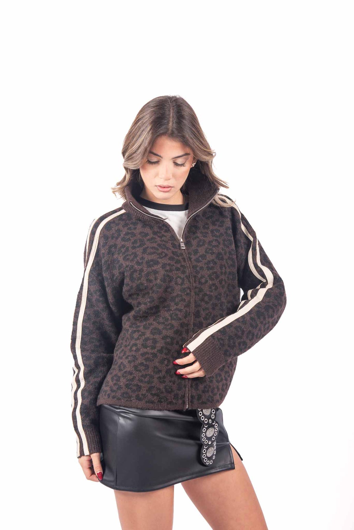Maglia Pullover Maculata con Zip donna Miss love - 2