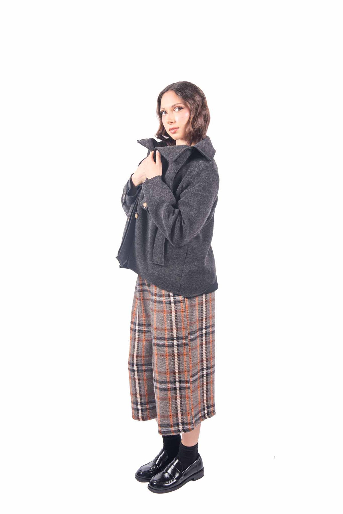 Pantaloni Corti in Tweed a Quadri Tartan donna Miss love - 6