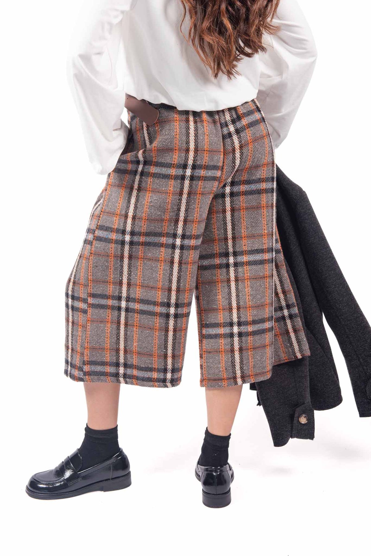 Pantaloni Corti in Tweed a Quadri Tartan donna Miss love - 2