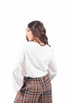 Blusa Crop Bianca con Maniche Ampie donna Miss love - 3