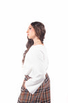 Blusa Crop Bianca con Maniche Ampie donna Miss love - 5