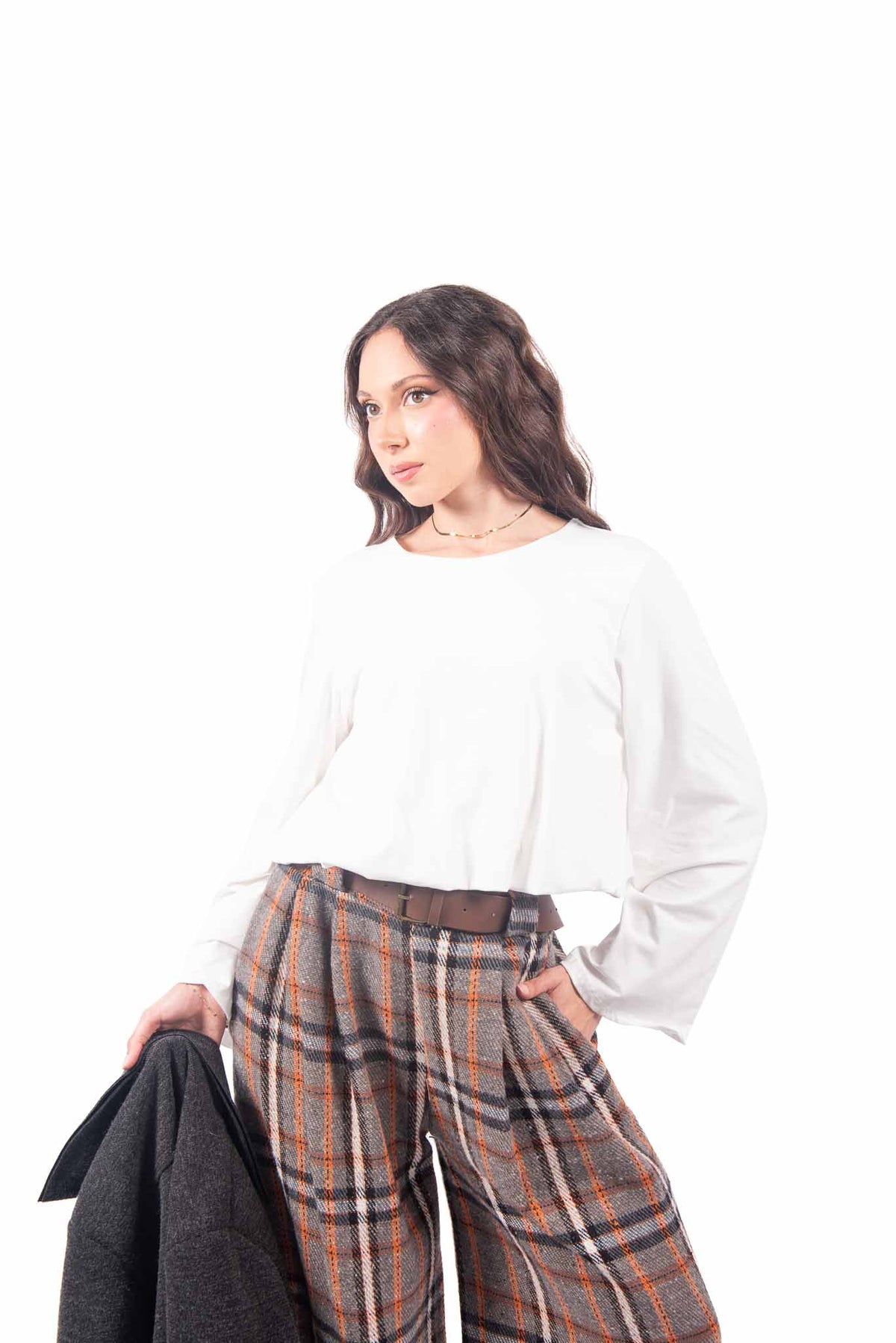 Blusa Crop Bianca con Maniche Ampie donna Miss love - 4