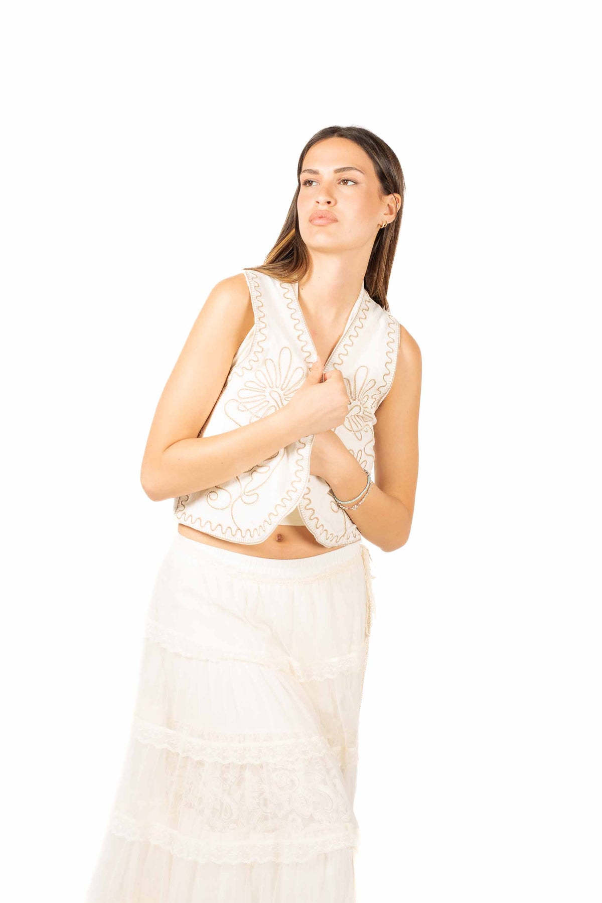 Gilet Smanicato Panna donna Miss love - 5