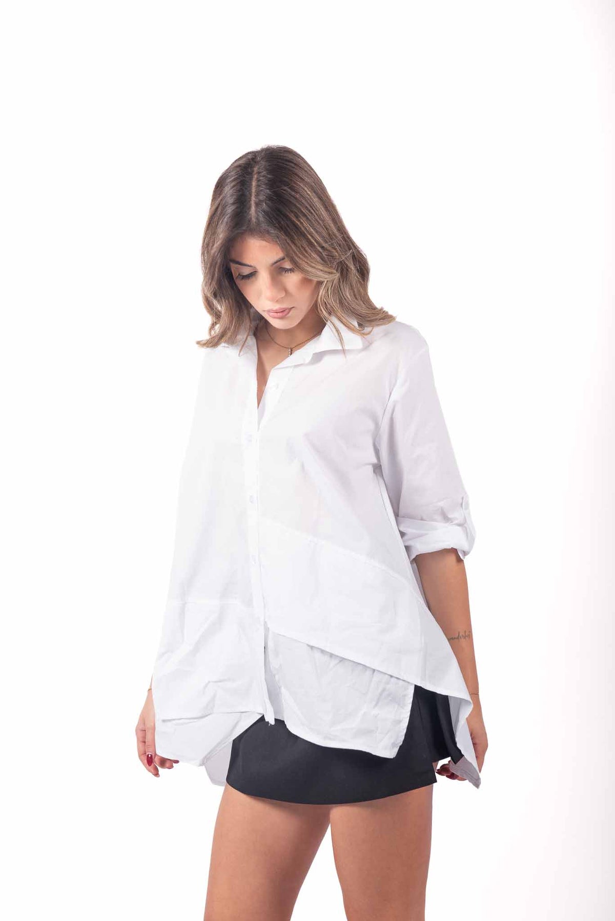 Camicia Bianca Oversize Asimmetrica donna Miss love - 2