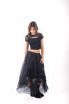 Crop Top Nero in Mesh con Cut-Out donna Miss love - 5
