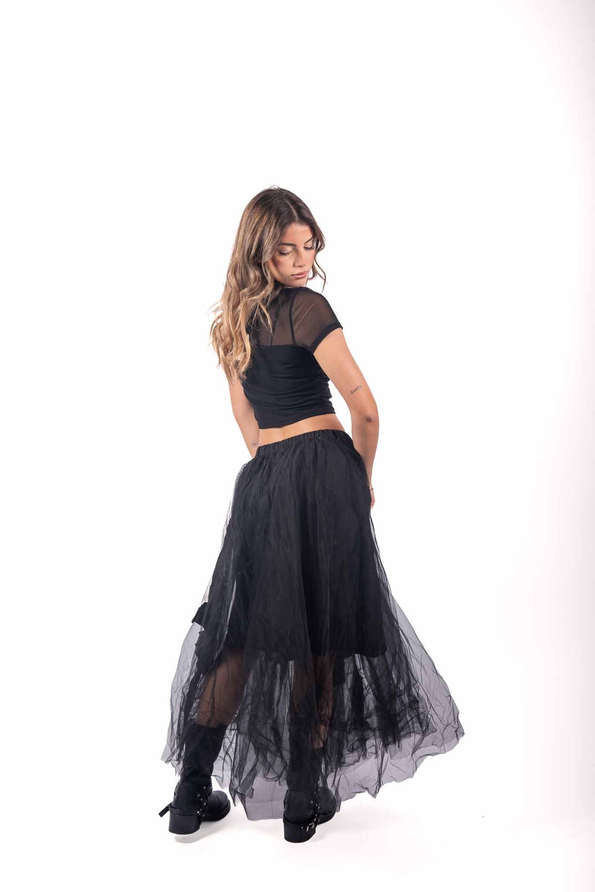 Gonna Lunga in Tulle Nero a Strati donna Miss love - 2
