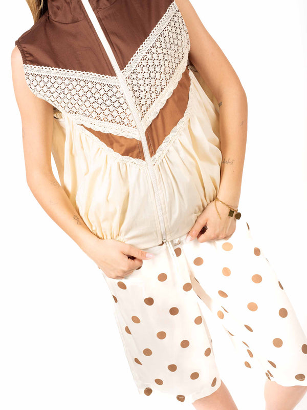 Gilet Combinato con Pizzo da donna Miss love