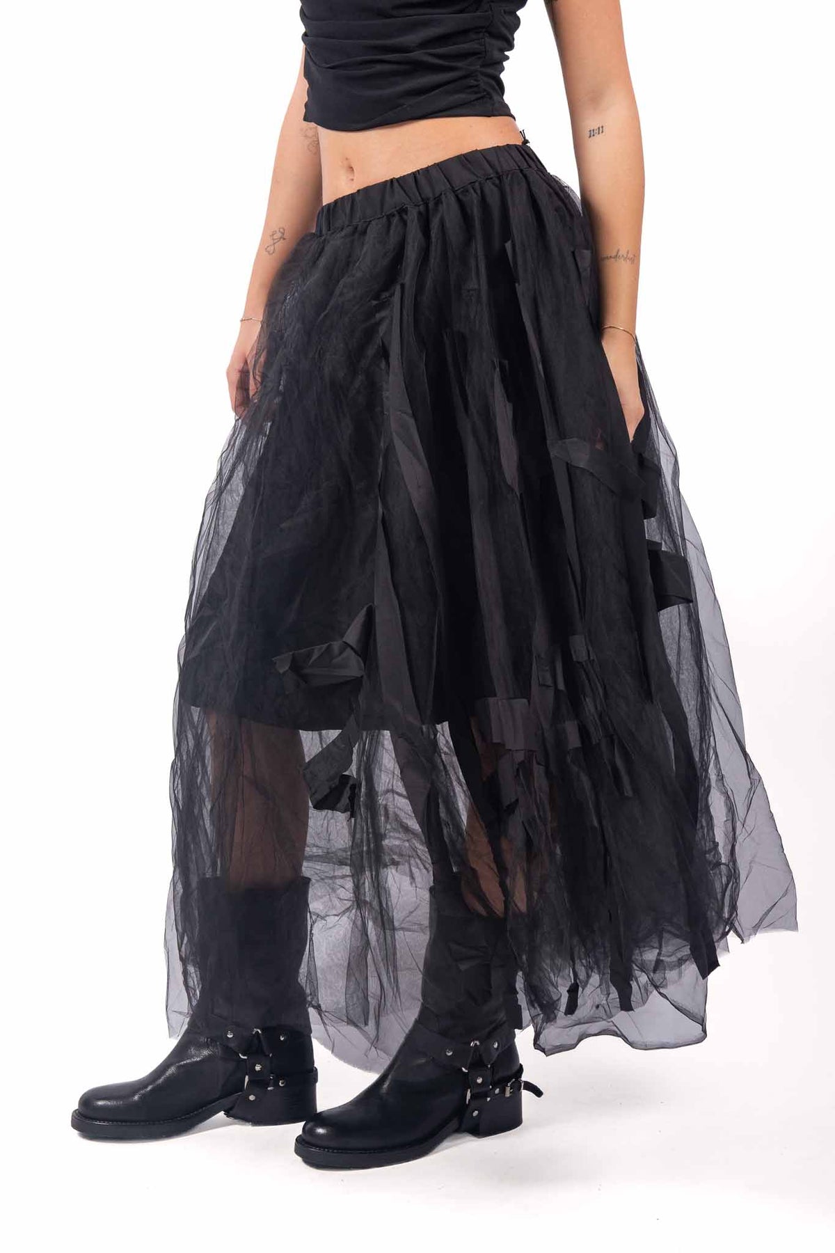 Gonna Lunga in Tulle Nero a Strati donna Miss love - 3