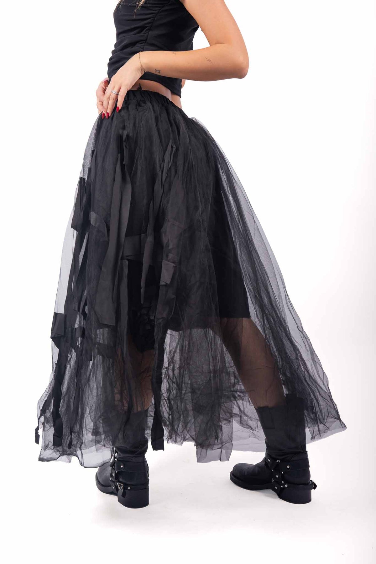 Gonna Lunga in Tulle Nero a Strati donna Miss love - 5