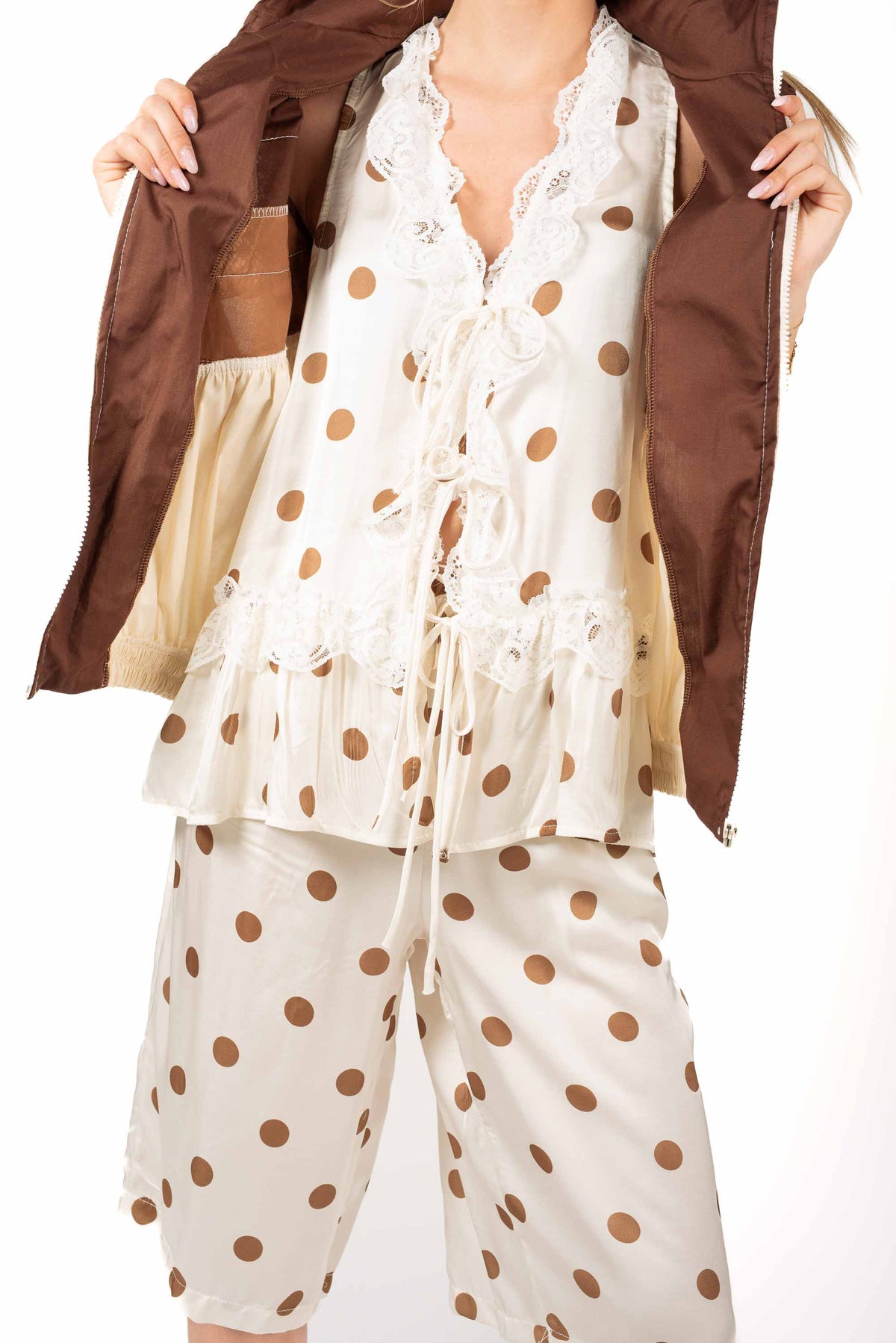 Top a Pois con Pizzo Panna donna Miss love - 4