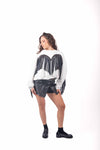 Felpa Oversize Bianca con Frange in Ecopelle donna Miss love - 3