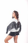 Felpa Oversize Bianca con Frange in Ecopelle donna Miss love - 4
