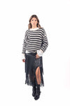 Pullover Oversize Tricot a Righe Bianco/Nero donna Miss love - 3