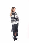 Pullover Oversize Tricot a Righe Bianco/Nero donna Miss love - 5