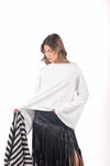 Maglia Fluida Maniche Lunghe Bianca donna Miss love - 1