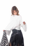 Maglia Fluida Maniche Lunghe Bianca donna Miss love - 3