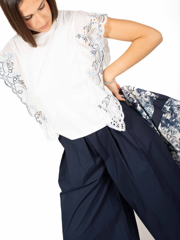 T-shirt con Maniche Ricamate da donna Miss love