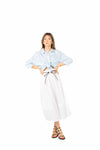 Camicia Celeste con Ricami Floreali donna Miss love - 5