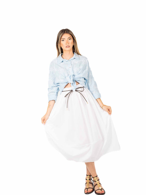 Gonna Midi Bianca con Cintura da donna Miss love