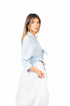Camicia Celeste con Ricami Floreali donna Miss love - 4