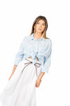 Camicia Celeste con Ricami Floreali donna Miss love - 2
