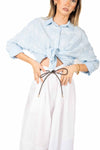 Camicia Celeste con Ricami Floreali donna Miss love - 1
