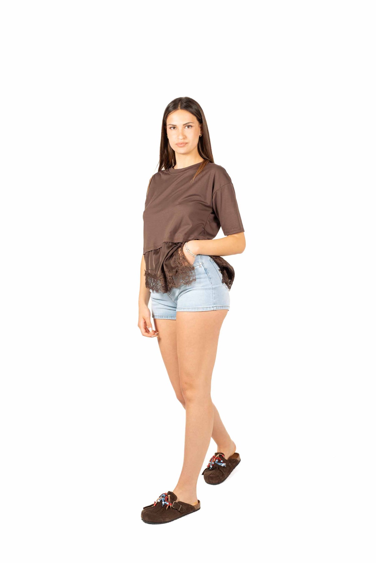 Shorts Denim con Borchie donna Miss love - 5