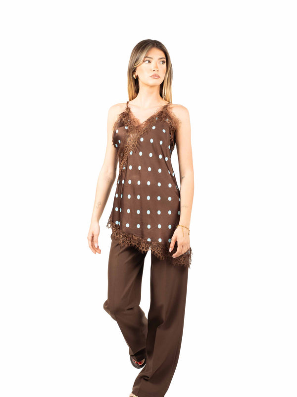 Pantaloni Wide Leg Cioccolato da donna Miss love
