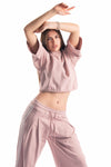 Felpa Cropped Stripes Rosa donna Tensione in - 4