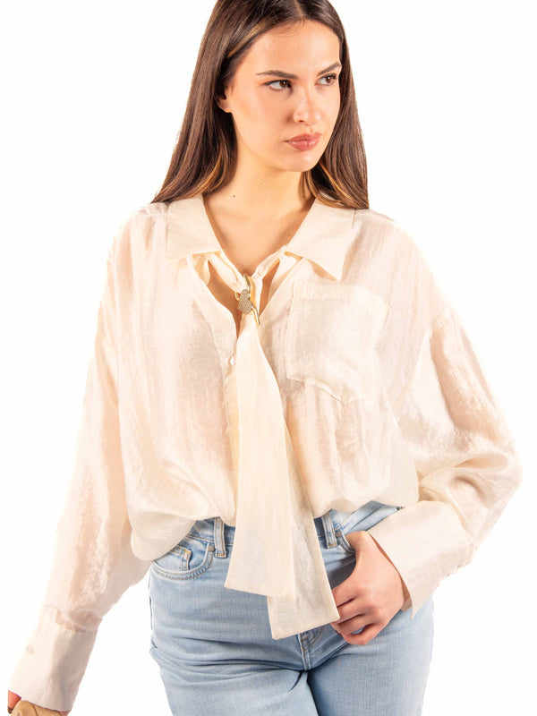 Camicia con Fiocco Panna da donna Maryley