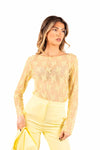 Blusa in Tulle Ricamato Giallo donna Maryley - 1