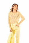 Blusa in Tulle Ricamato Giallo donna Maryley - 3