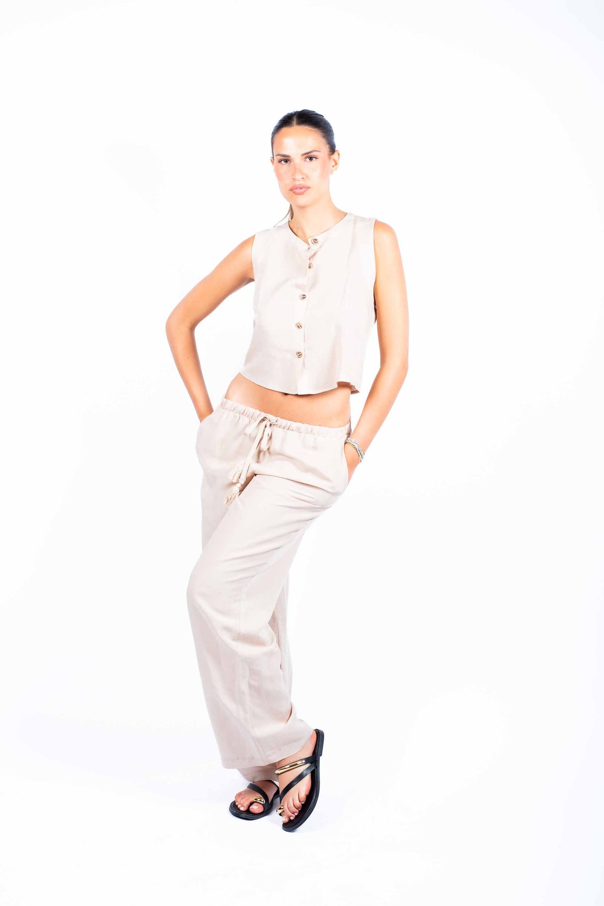 Completo Misto Lino Beige donna Tensione in - 2