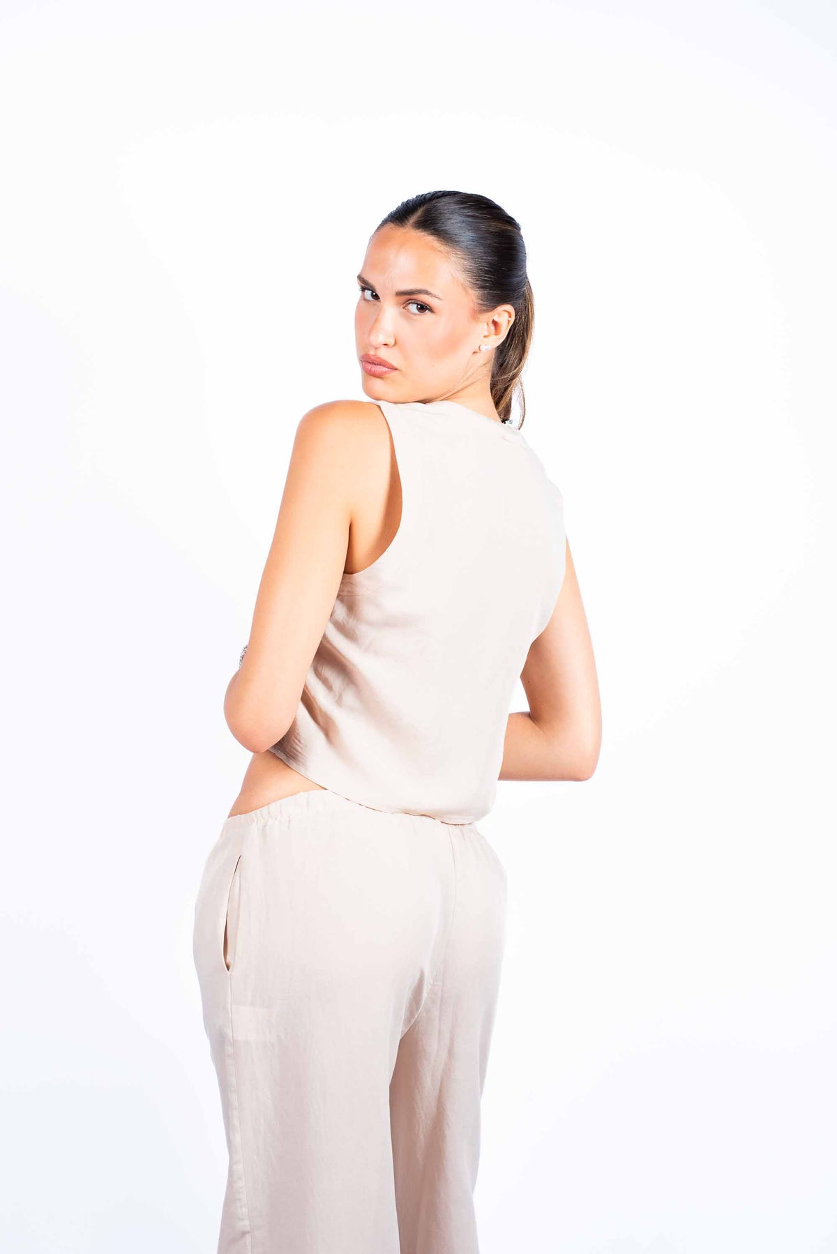 Completo Misto Lino Beige donna Tensione in - 6