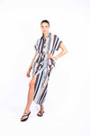 Camicia Misto Lino a Righe donna Tensione in - 4