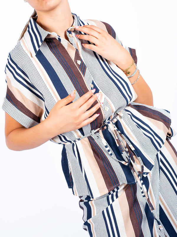 Camicia Misto Lino a Righe da donna Tensione in